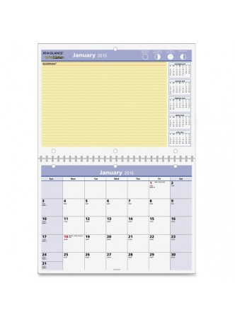 Julian - Monthly - 1 Year - January 2016 till December 2016 - 1 Month Single Page Layout 1 Month Double Page Layout - 11" x 8" - Wire Bound - Blue - Paper - aagpm5028